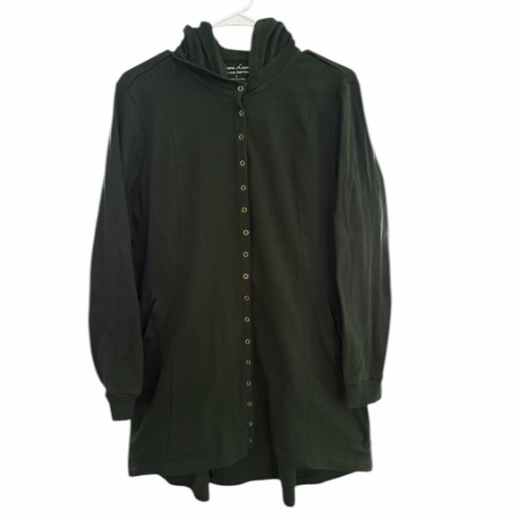Linea Leisure Tops - Linea Leisure Louis Dell'Olio Long Dk Green Cotton Hoodie Jacket SMALL PTP 21”